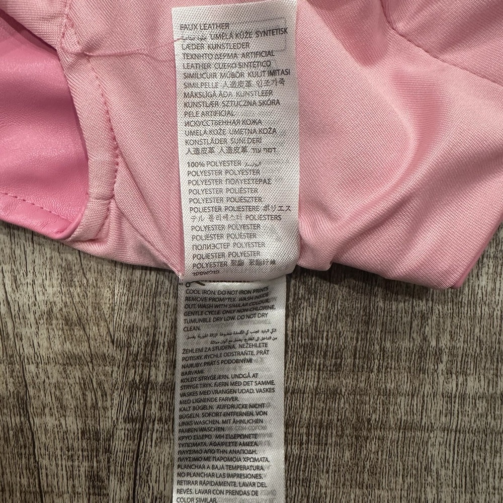 Edikted Faux Leather Crop Top‎ Small Pink Bustier Tank Square Neck Zip Back NWT - Picture 6 of 8